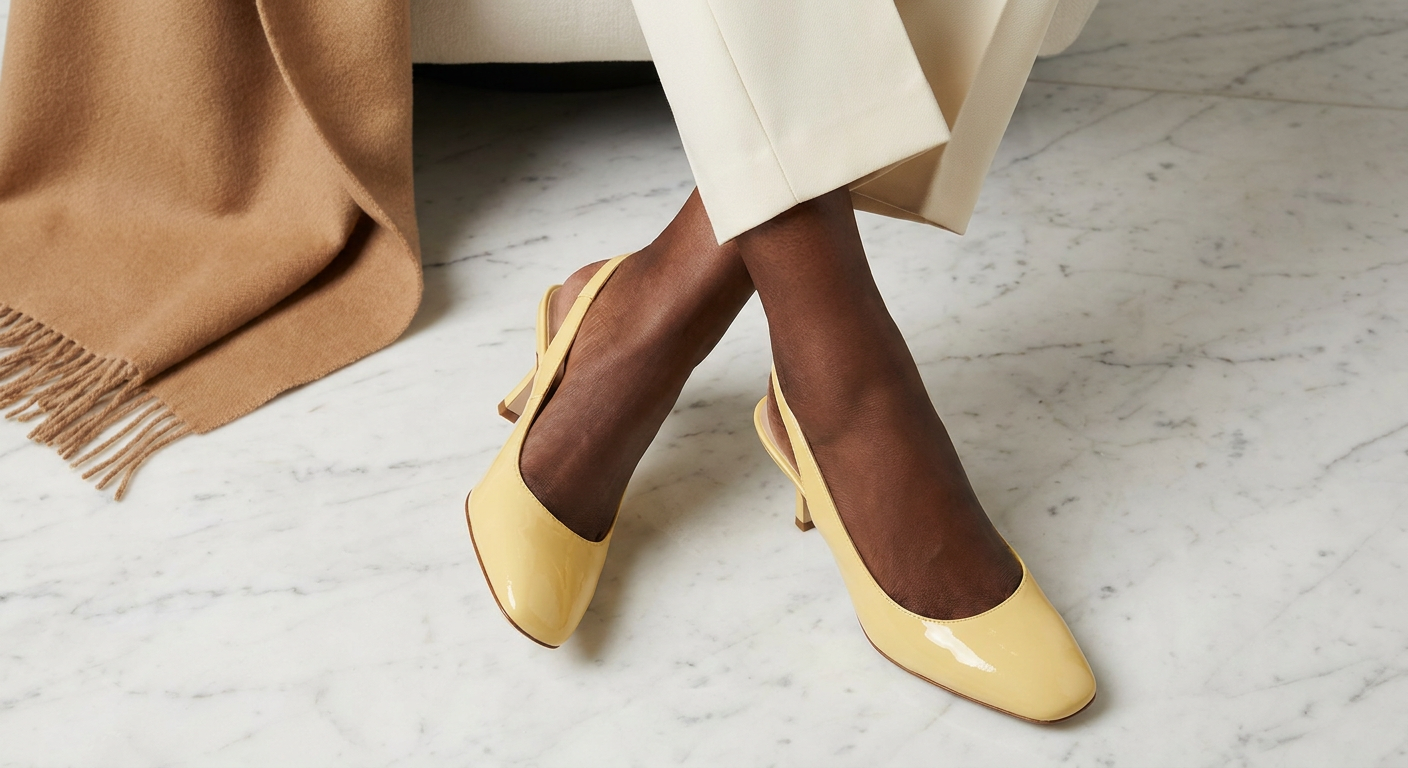 Butter Patent Slingbacks detail