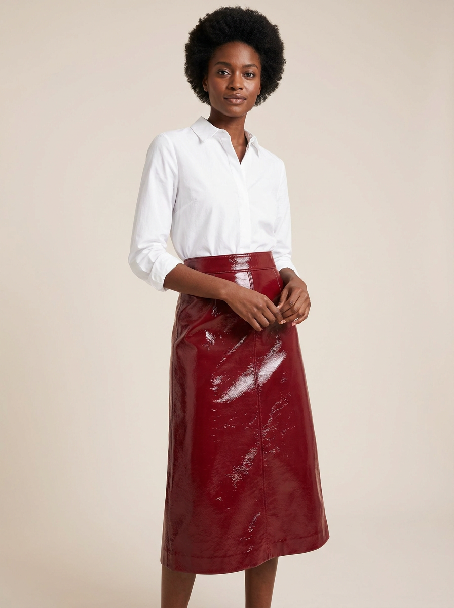 Lacquer Midi Skirt front