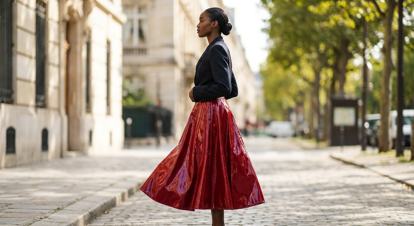 Lacquer Midi Skirt side