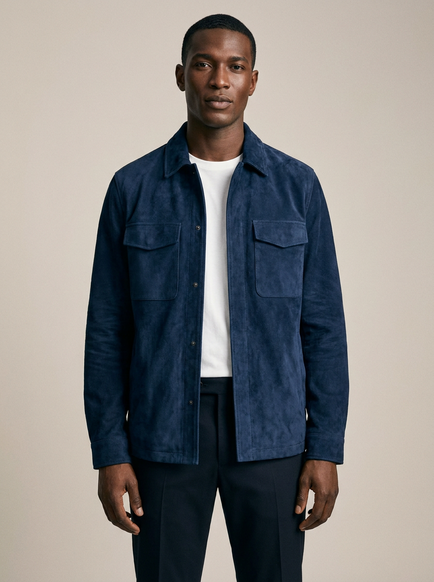 Marine Suede Overshirt front