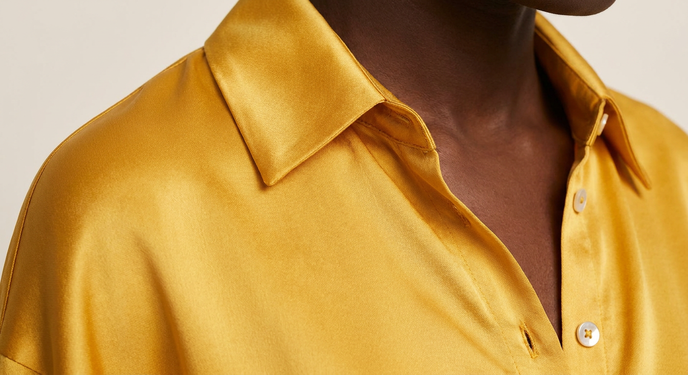 Saffron Satin Camp Shirt detail