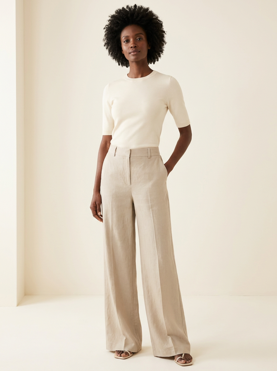 Stone Wide-Leg Trousers front